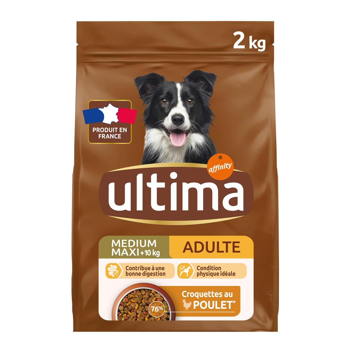 Sac de croquettes pour chiens Ultima Adult, saveur poule, 2&nbsp;kg